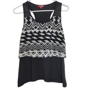 Juniors Bongo Black Knit Design Tank Top XL